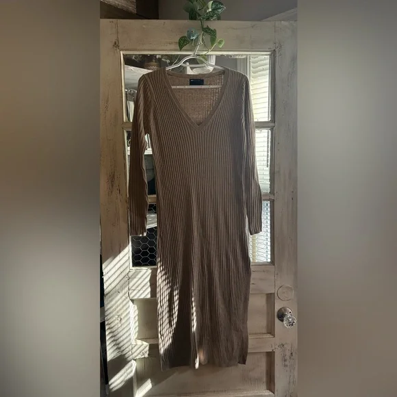ASOS | Dresses | Asos Elegant Tan Ribbed Knit Dress | Poshmark